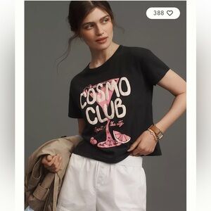 Anthropologie/Girl Dangerous Cosmo Club Graphic Tee in Washed Black Size L. NWT